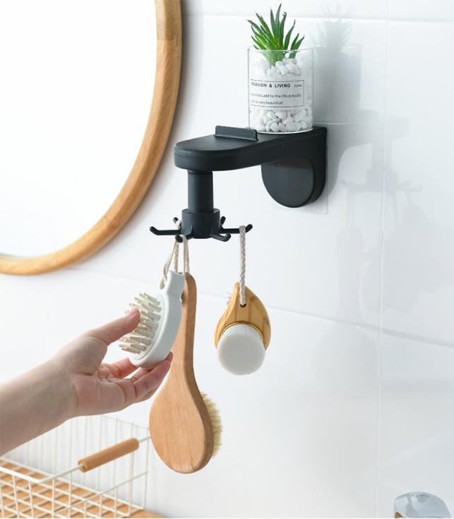 Kitchen Hook Punch-Free Wall Hanging Kitchen Spatula Spoon Tableware Storage Rotating Hook Retractable Rack