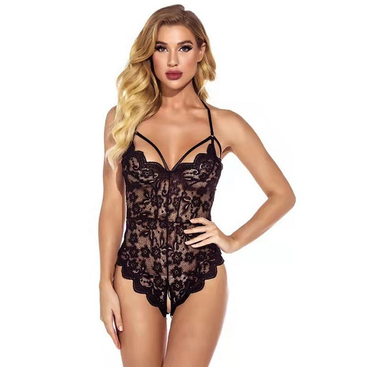 Lace Hollow-Out Crotchless Backless Bodysuit for Women - Sexy Lingerie