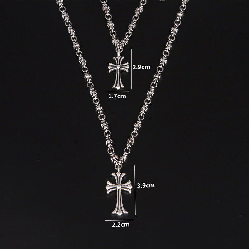 European and American Cross Necklace Ornament Punk Men and Women Retro Necklace Personality Casting Crostar Pendant Necklace Items