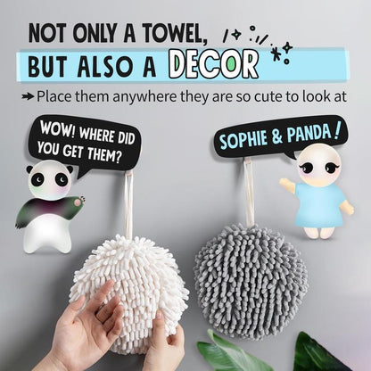 Fuzzy Ball Towel  White and Gray - Dry Your Hand Instantly conveniently with This Creative Bath Towel Set Decorative Towels for Bathroom (Pack of 2)