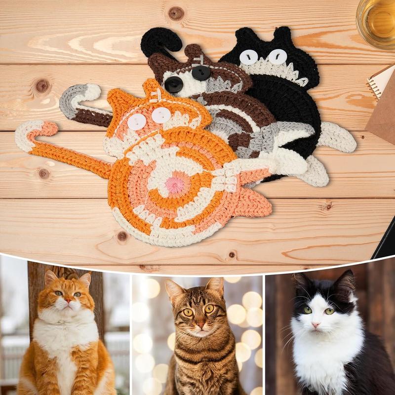 Drink Coaster | Cat Gifts for Cat Lovers,Fun Woven Creative Coasters,Cute Coffee Coaster for Home Decor Tabletop Protection Suitable for Kinds Cups