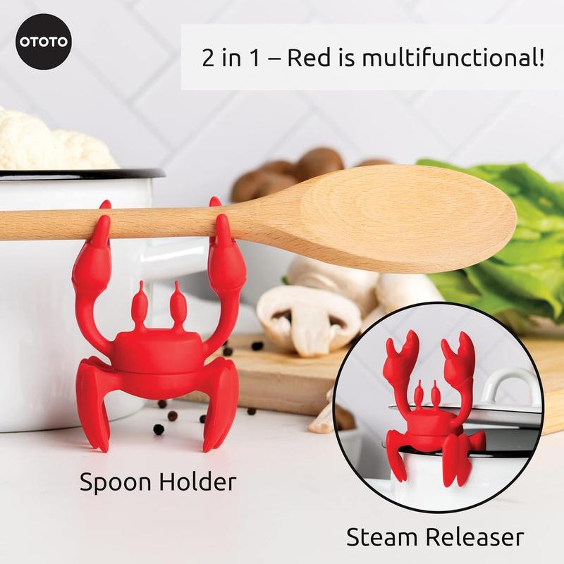 Red the Crab Silicone Utensil Rest - Kitchen Gifts, Silicone Spoon Rest for Stove Top - Heat-Resistant, Funny Kitchen Gifts Cutlery Tableware