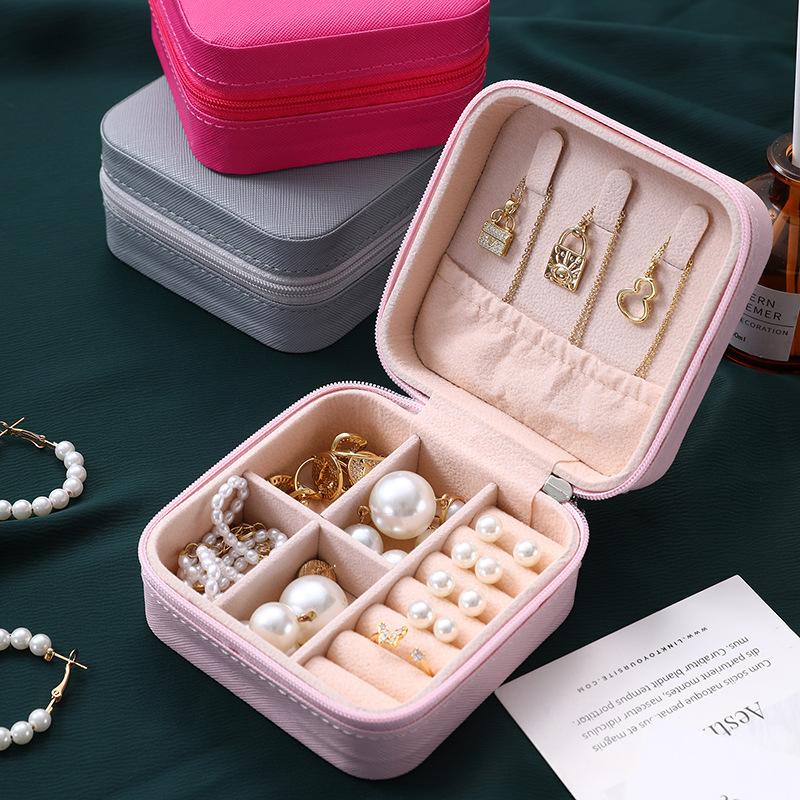 Jewelry Box Children Can Use Multifunctional Portable Flip Flannel Jewelry Earrings Ear Studs Accessories Storage Box