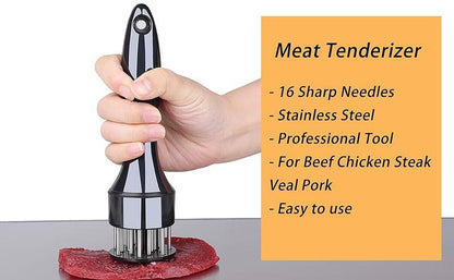 Meat Tenderizer Tool Stainless Steel Needle Ultra Sharp 16 Blades Tenderizing Beef Chicken Steak Veal Pork