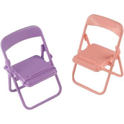 4Pcs Cute Little Chair Phone Stand Desktop Ornament, Portable Mini Folding Phone Lazy Phone Stand Phone Holders Plastic Smartphone