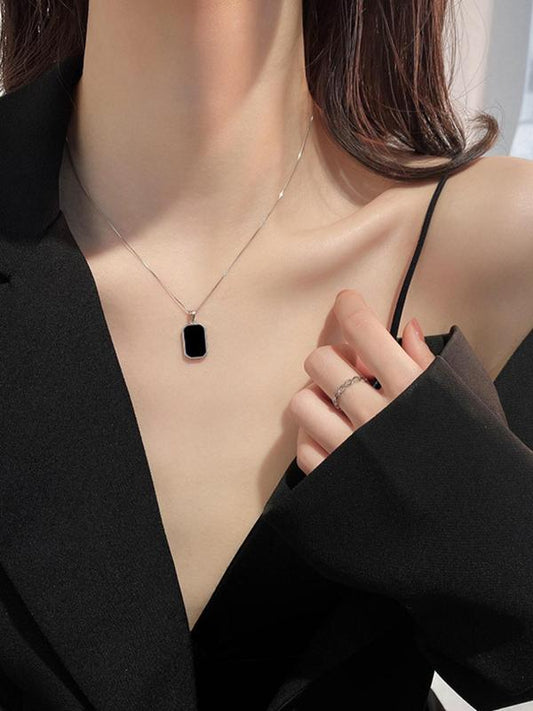 Women's Square Design Pendant Necklace, Casual Alloy Jewelry for Women, Daily Clothing Decor for Girl