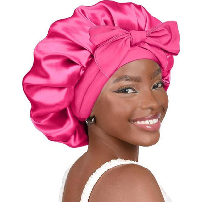 Satin Bonnet Silk Bonnet for Sleeping Double Layer Satin Lined Hair Bonnet with Tie Band for Women Curly Hair