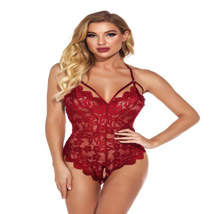 Lace Hollow-Out Crotchless Backless Bodysuit for Women - Sexy Lingerie