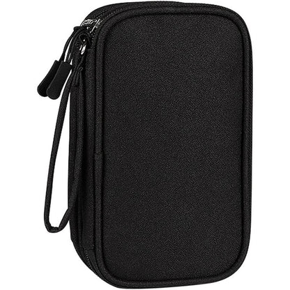 Travel Cable Organizer Pouch Electronic Accessories Carry Case Portable Waterproof Double Layers All-in-One Storage Bag for Cord, Charger, Phone, Earphone Black